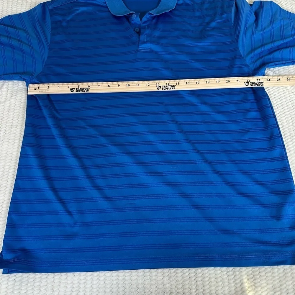 Adidas Mens Performance Polo Shirt Blue Stripe Polo XL Golf Spring Athletic
